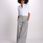 pantalone largo con nervature in lino ORIANA 540 50043 84 DENIM quelledue 