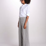 pantalone largo con nervature in lino ORIANA 540 50043 84 DENIM quelledue 