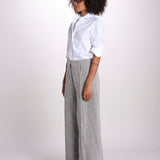 pantalone largo con nervature in lino ORIANA 540 50043 84 DENIM quelledue 