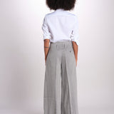 pantalone largo con nervature in lino ORIANA 540 50043 84 DENIM quelledue 