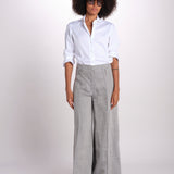 pantalone largo con nervature in lino ORIANA 540 50043 84 DENIM quelledue 