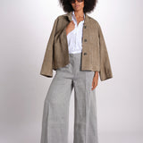 pantalone largo con nervature in lino ORIANA 540 50043 84 DENIM quelledue 