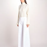 pantalone largo con nervature ORIANA 540 54 14 BIANCO quelledue 