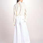 pantalone largo con nervature ORIANA 540 54 14 BIANCO quelledue 