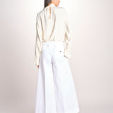 pantalone largo con nervature ORIANA 540 54 14 BIANCO quelledue 