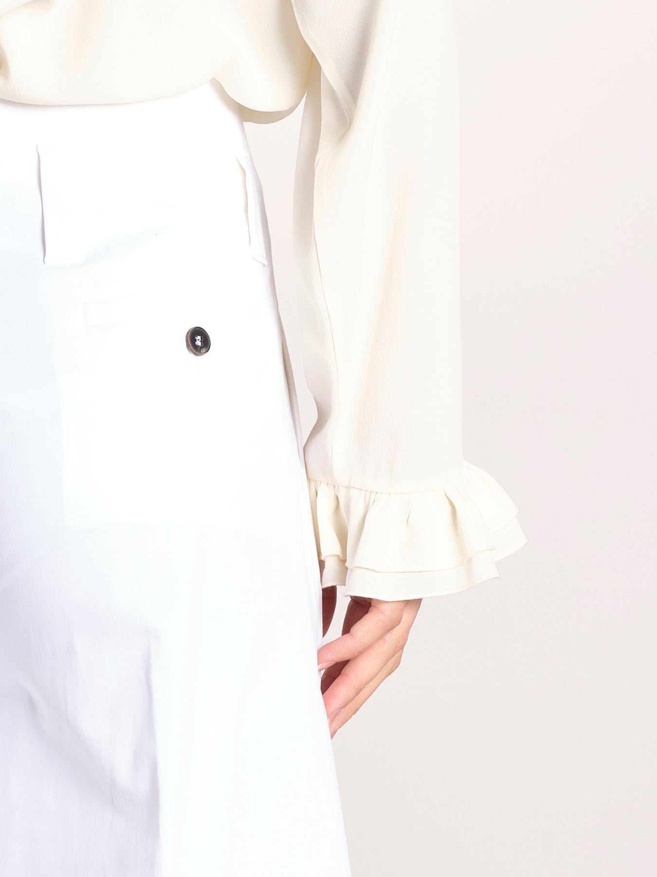 pantalone largo con nervature ORIANA 540 54 14 BIANCO quelledue 