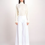 pantalone largo con nervature ORIANA 540 54 14 BIANCO quelledue 