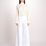 pantalone largo con nervature ORIANA 540 54 14 BIANCO quelledue 