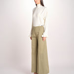 pantalone largo con nervature ORIANA 540 54 19 VERDE quelledue 
