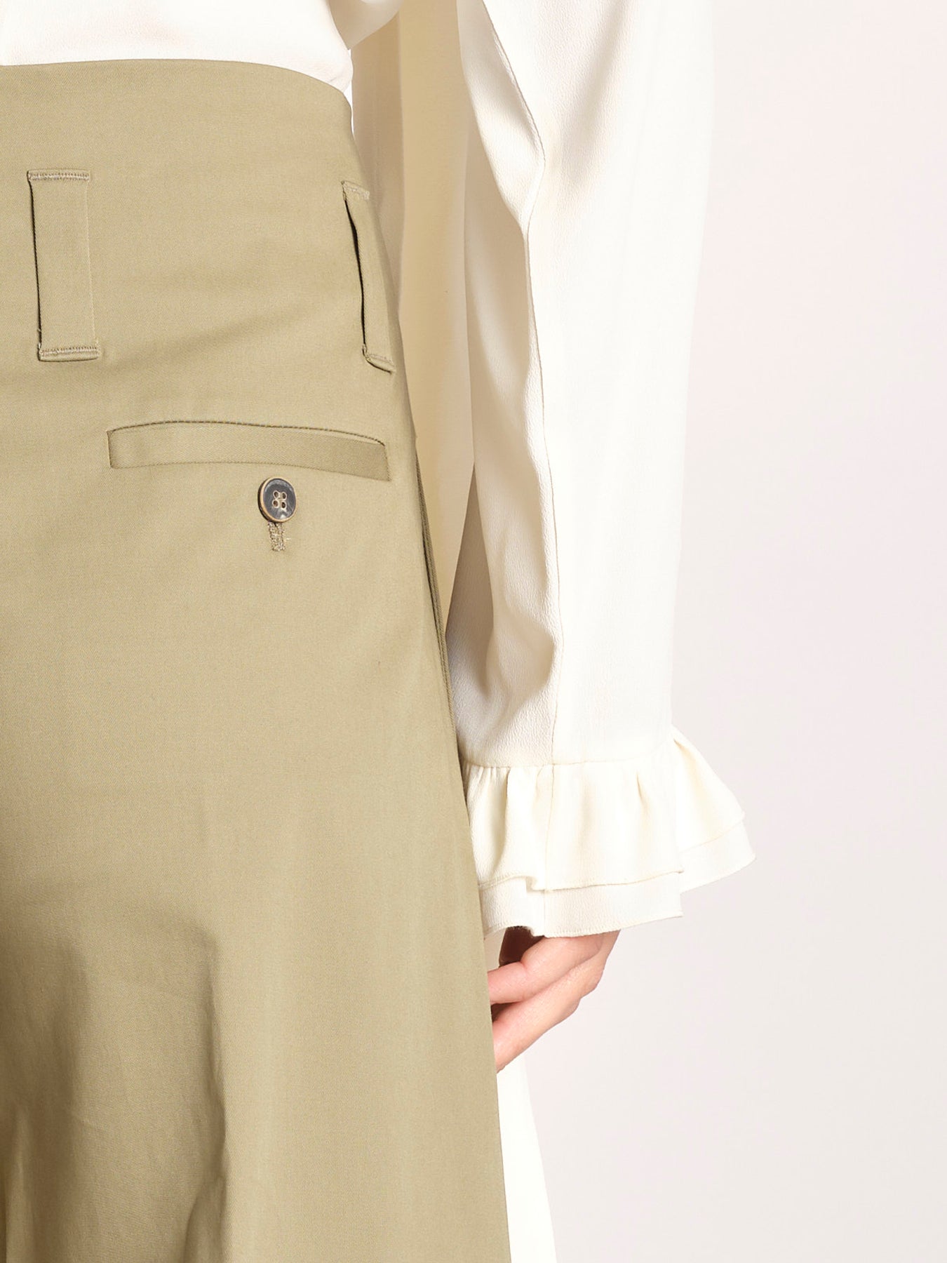 pantalone largo con nervature ORIANA 540 54 19 VERDE quelledue 