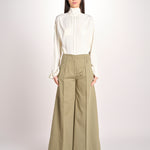 pantalone largo con nervature ORIANA 540 54 19 VERDE quelledue 