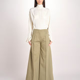 pantalone largo con nervature ORIANA 540 54 19 VERDE quelledue 
