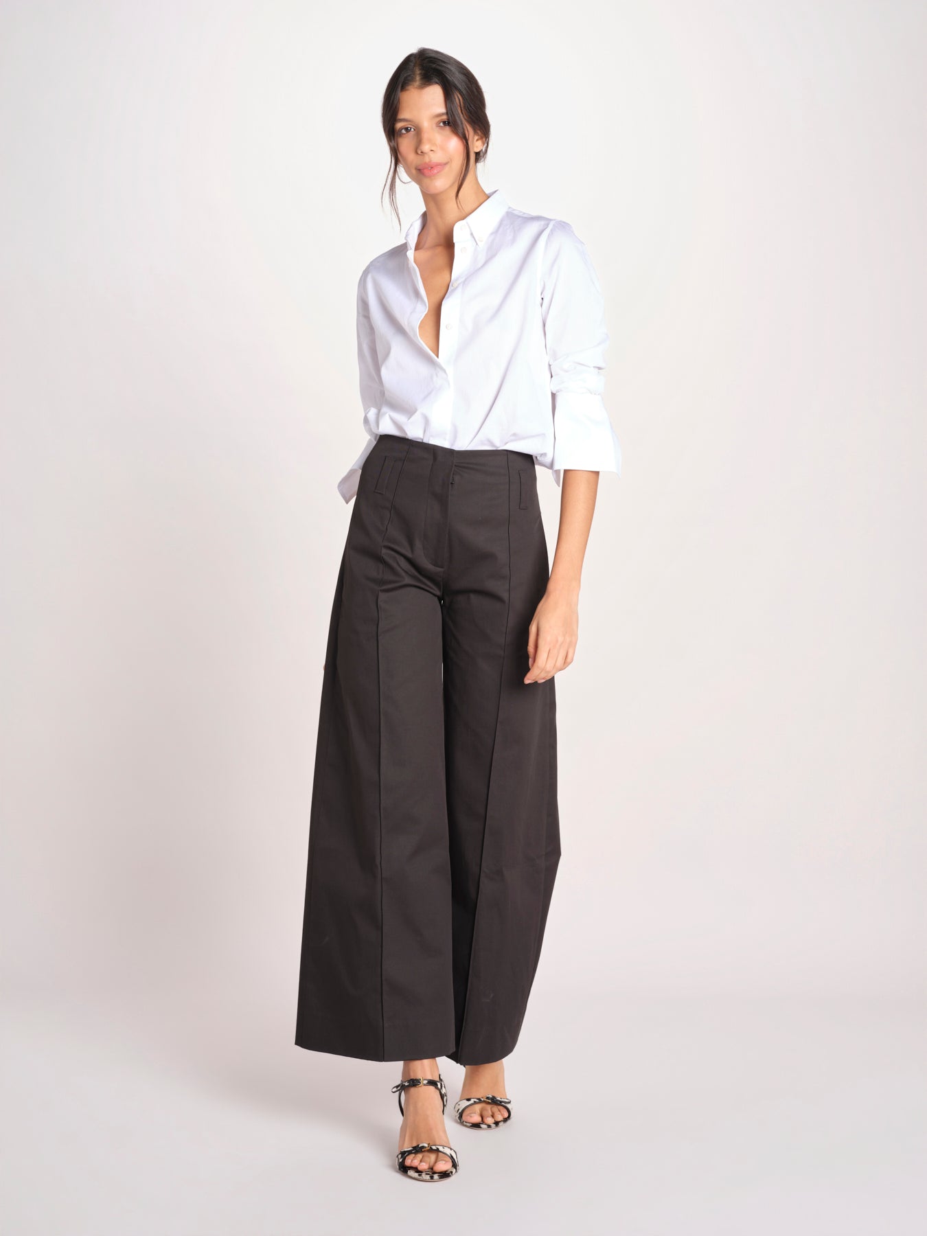 pantalone largo con nervature ORIANA 540 54 3 NERO quelledue 