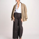 pantalone largo con nervature ORIANA 540 54 3 NERO quelledue 