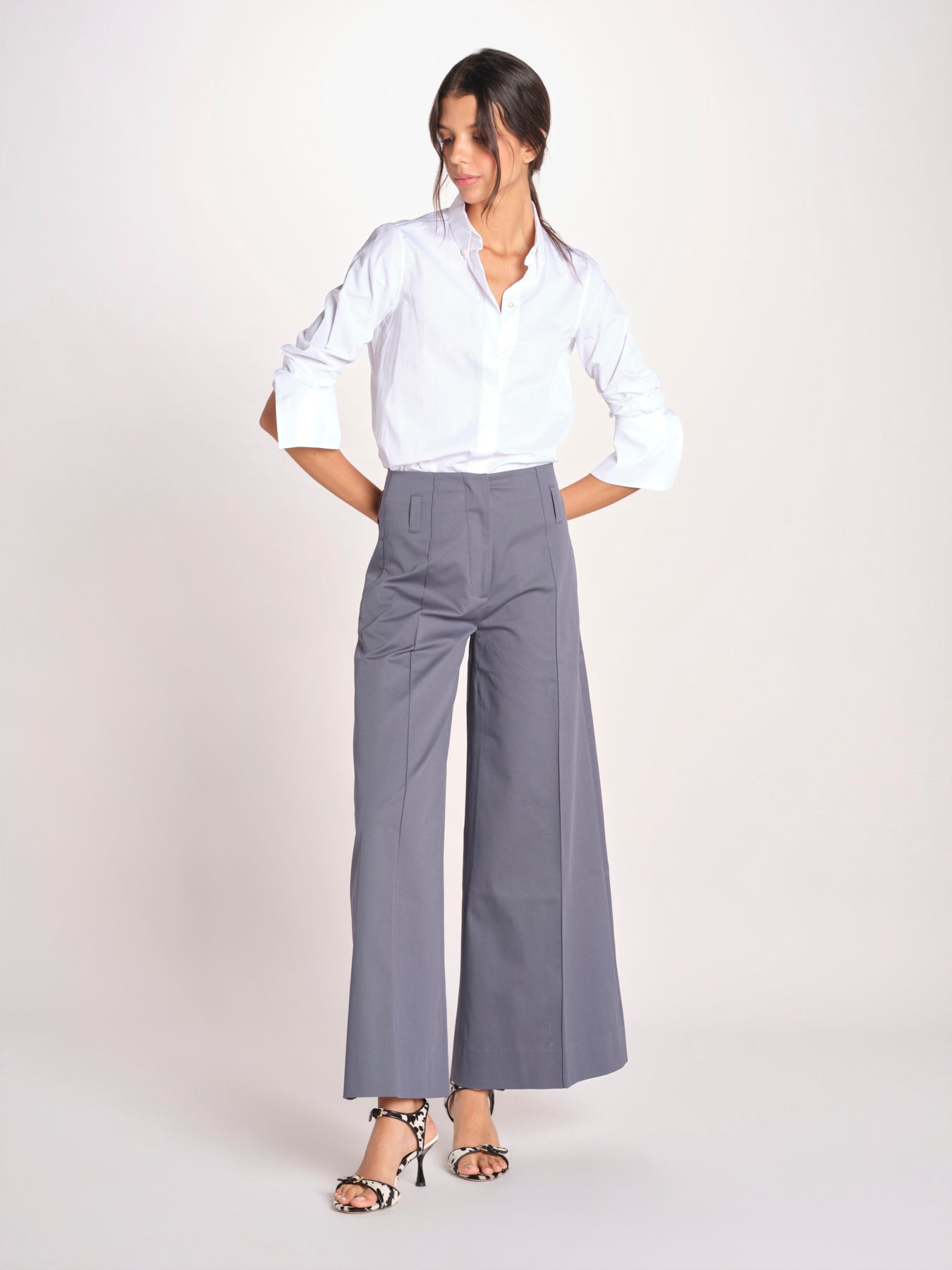 pantalone largo con nervature ORIANA 540 54 70 SLATE quelledue 