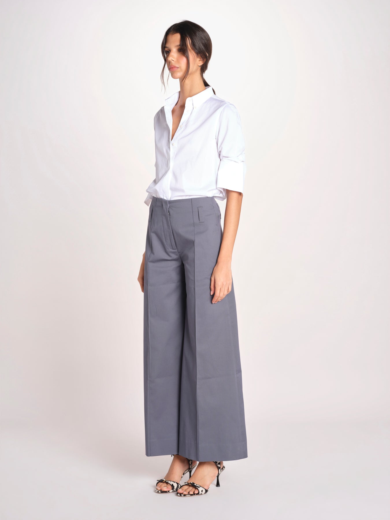 pantalone largo con nervature ORIANA 540 54 70 SLATE quelledue 