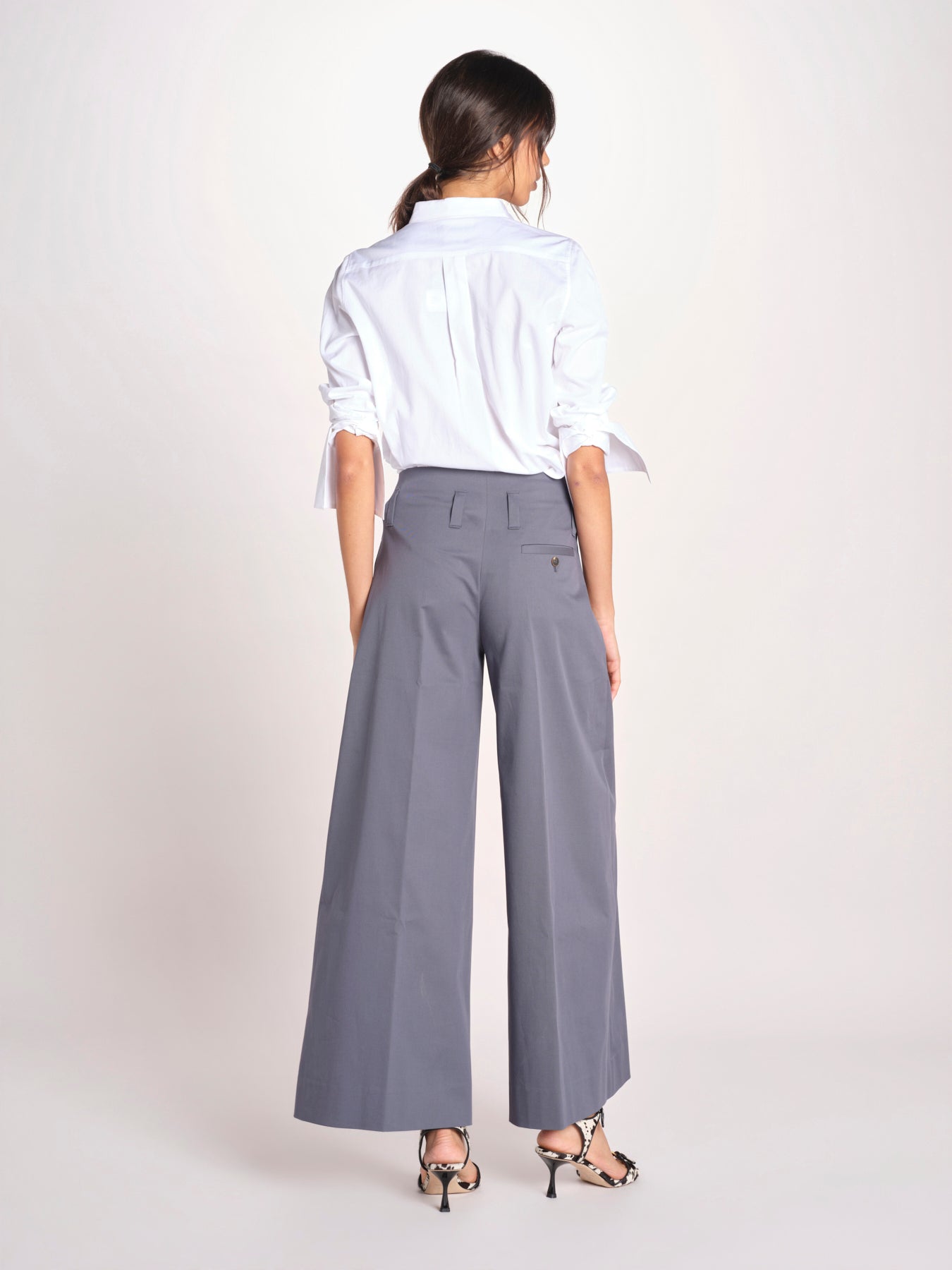 pantalone largo con nervature ORIANA 540 54 70 SLATE quelledue 