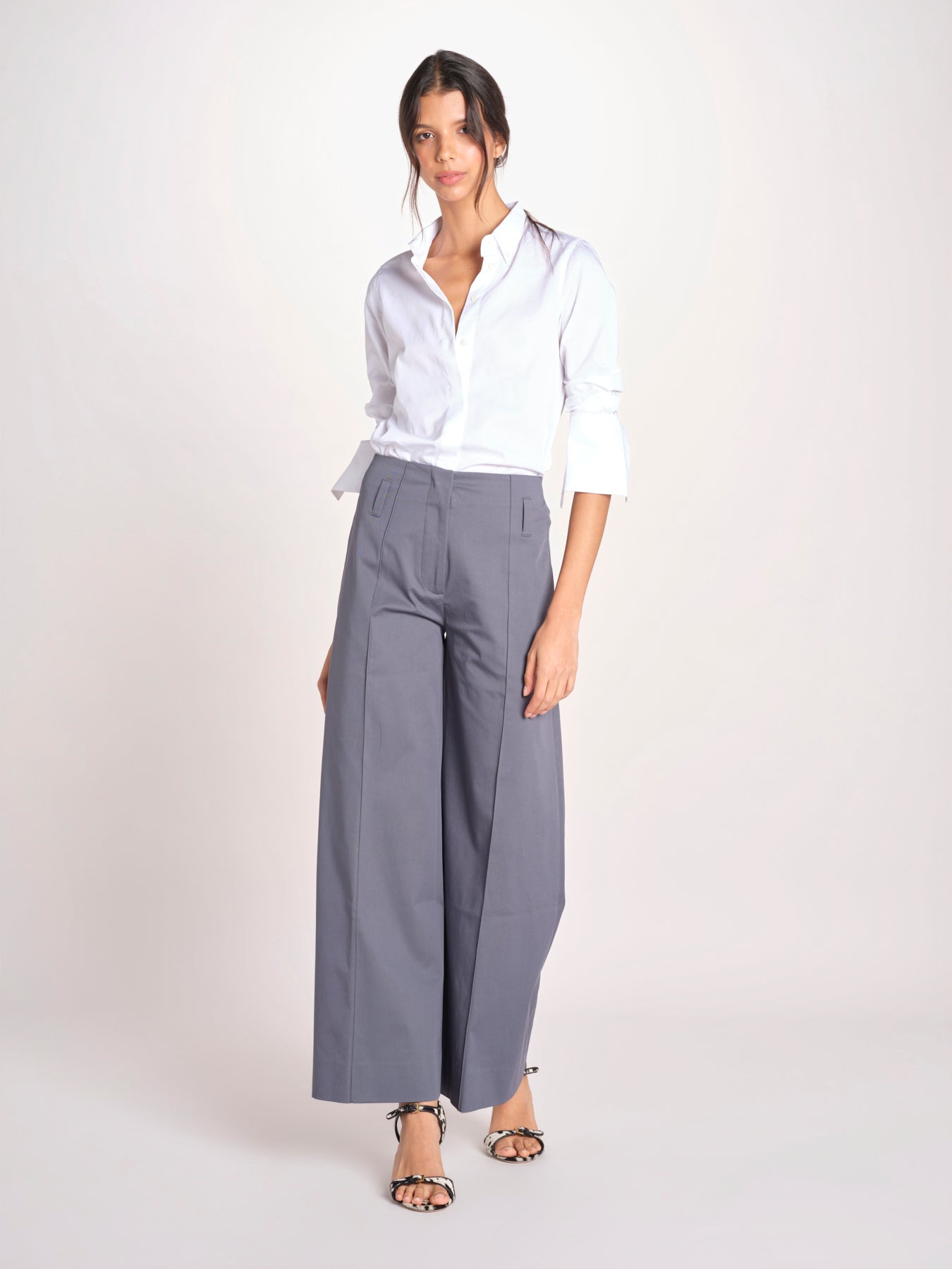 pantalone largo con nervature ORIANA 540 54 70 SLATE quelledue 