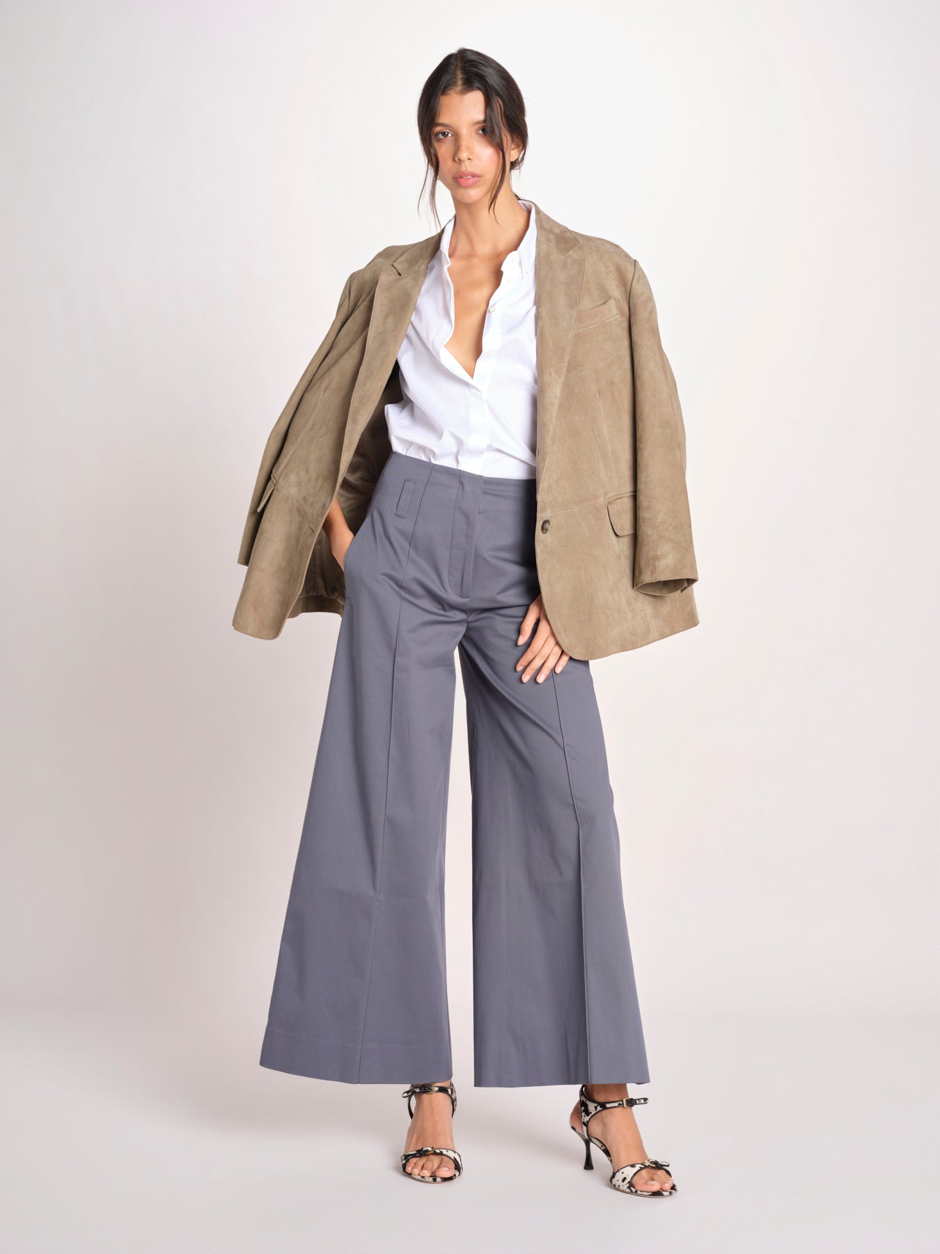 pantalone largo con nervature ORIANA 540 54 70 SLATE quelledue 