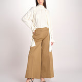 pantalone largo con nervature tinto in capo ORIANA 540 801 13 CRETA quelledue 