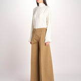 pantalone largo con nervature tinto in capo ORIANA 540 801 13 CRETA quelledue 