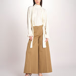 pantalone largo con nervature tinto in capo ORIANA 540 801 13 CRETA quelledue 