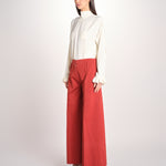 pantalone largo con nervature tinto in capo ORIANA 540 801 48 MATTONE quelledue 