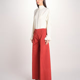 pantalone largo con nervature tinto in capo ORIANA 540 801 48 MATTONE quelledue 