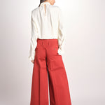 pantalone largo con nervature tinto in capo ORIANA 540 801 48 MATTONE quelledue 