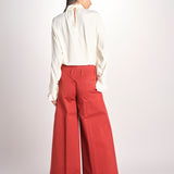 pantalone largo con nervature tinto in capo ORIANA 540 801 48 MATTONE quelledue 