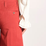 pantalone largo con nervature tinto in capo ORIANA 540 801 48 MATTONE quelledue 