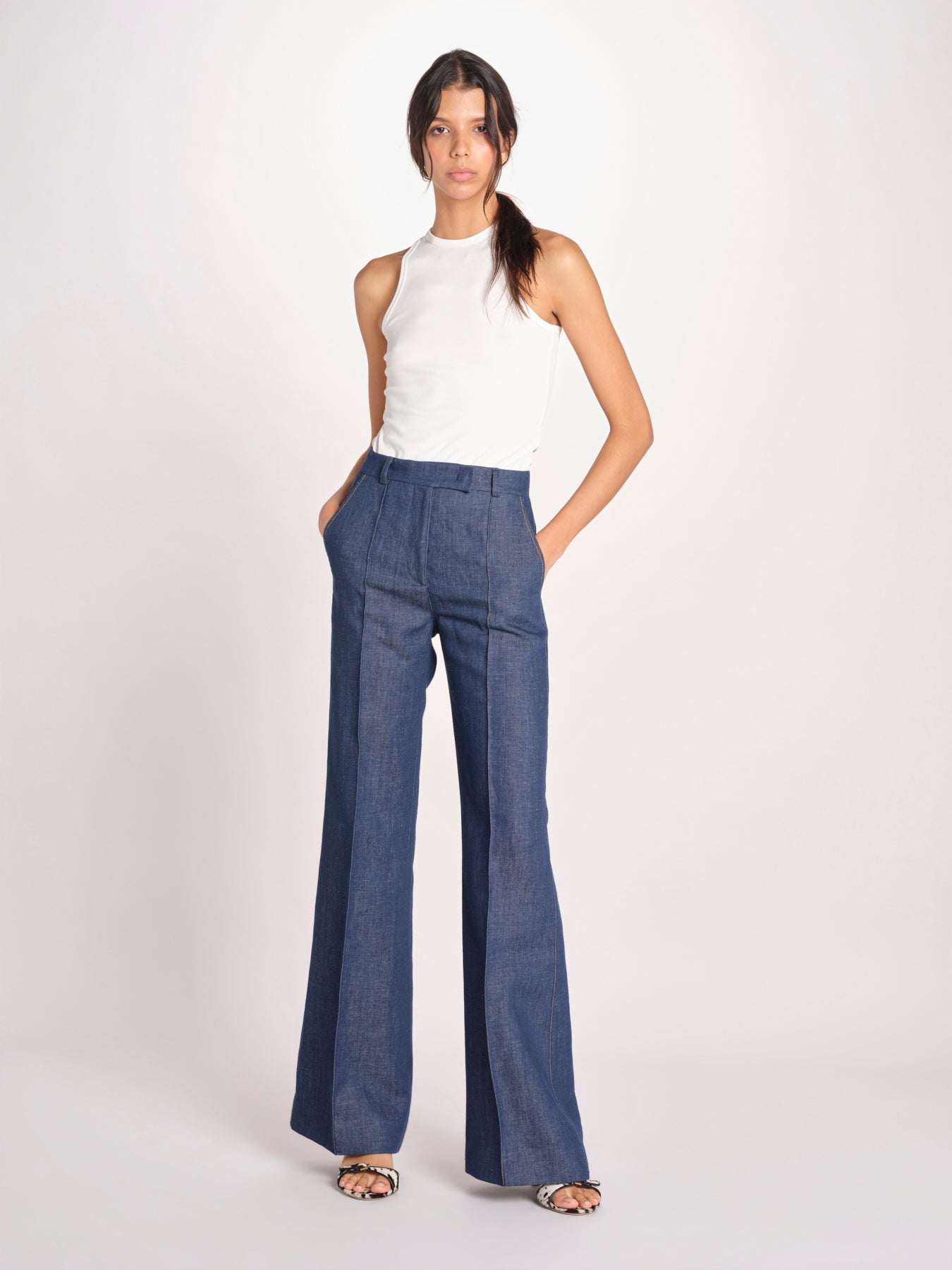pantalone con nervature in denim OTTAVIA 673855 684 quelledue 