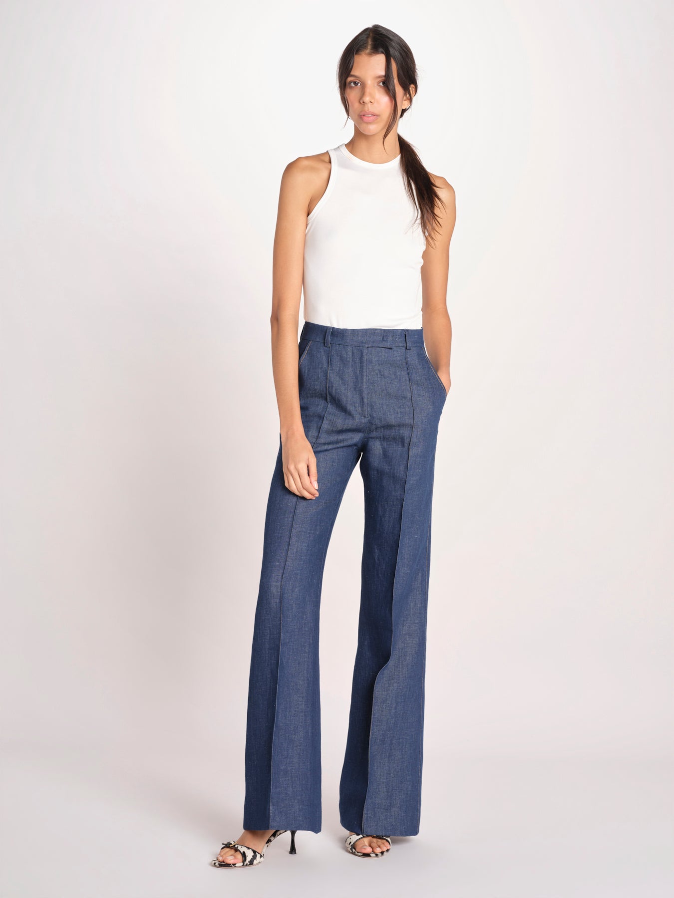 pantalone con nervature in denim OTTAVIA 673855 684 quelledue 