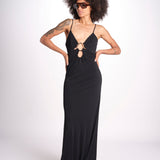 abito lungo con spalline sottili CHRISSY GOWN E02263016 BLACK ramy brook 