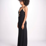 abito lungo con spalline sottili CHRISSY GOWN E02263016 BLACK ramy brook 