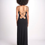abito lungo con spalline sottili CHRISSY GOWN E02263016 BLACK ramy brook 