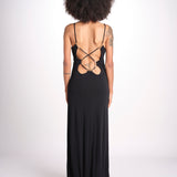 abito lungo con spalline sottili CHRISSY GOWN E02263016 BLACK ramy brook 