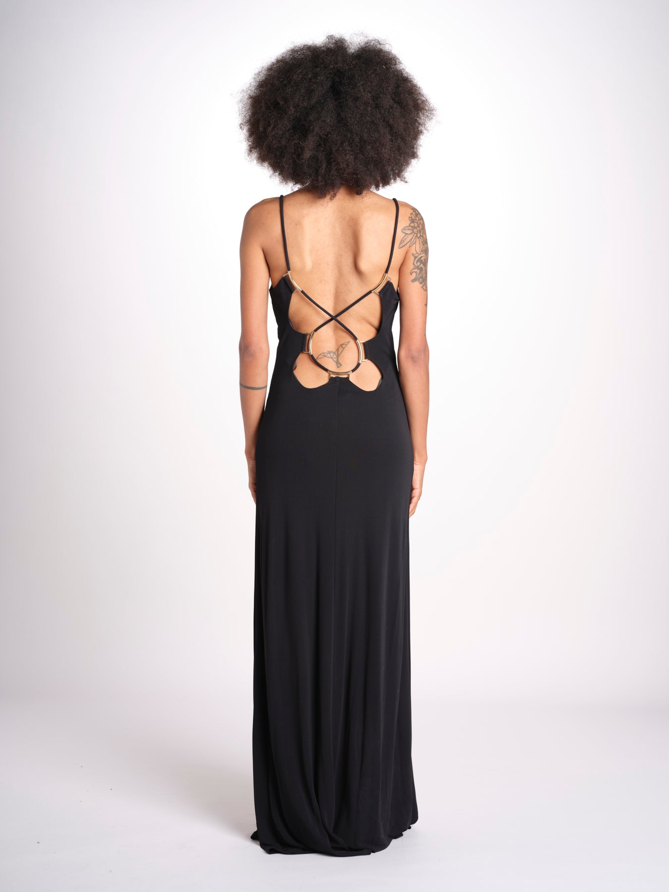 abito lungo con spalline sottili CHRISSY GOWN E02263016 BLACK ramy brook 