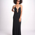 abito lungo con spalline sottili CHRISSY GOWN E02263016 BLACK ramy brook 