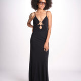 abito lungo con spalline sottili CHRISSY GOWN E02263016 BLACK ramy brook 