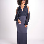 abito lungo con manica lunga LEESA E022630011 NAVY ramy brook 