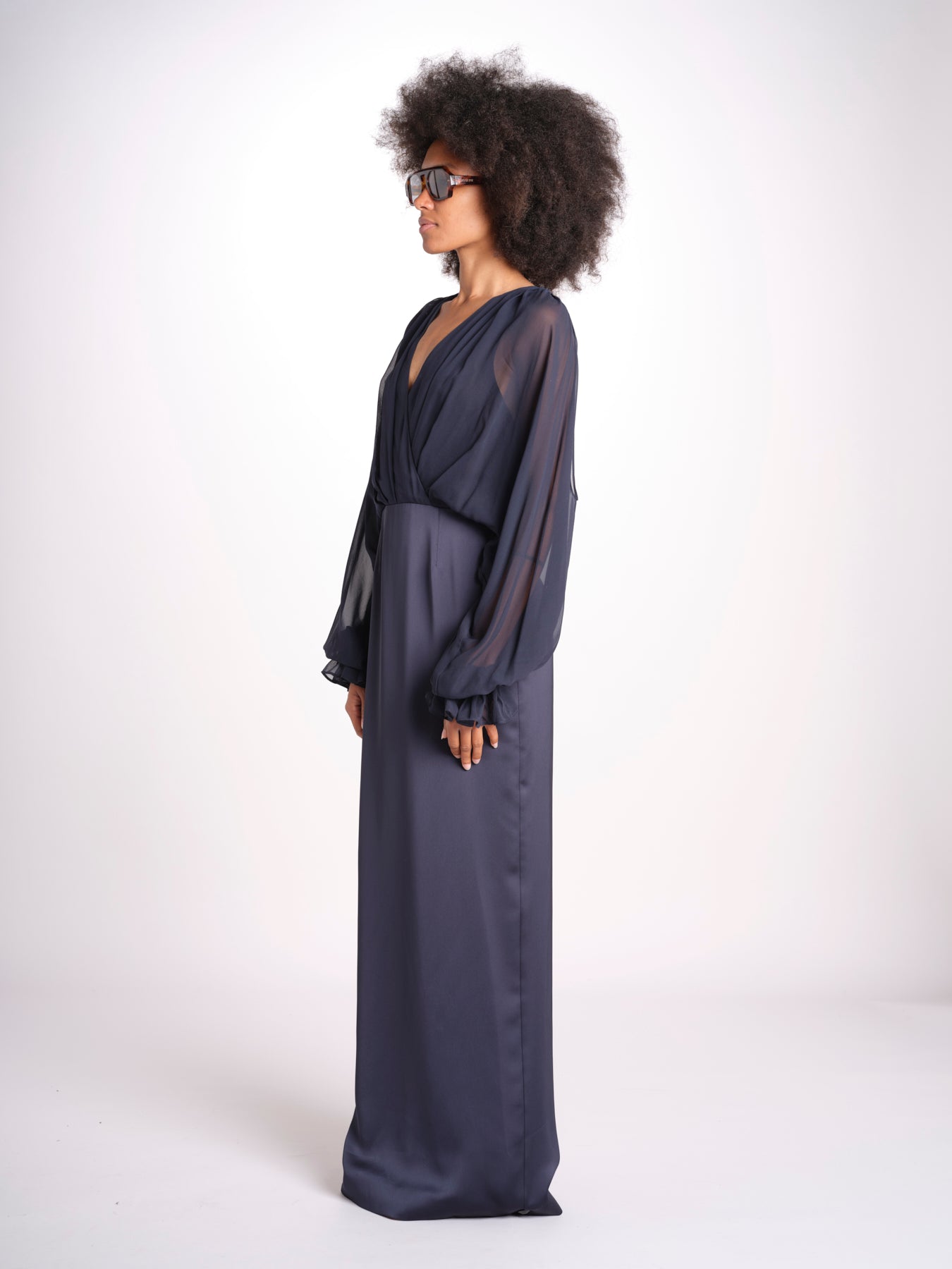 abito lungo con manica lunga LEESA E022630011 NAVY ramy brook 