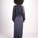 abito lungo con manica lunga LEESA E022630011 NAVY ramy brook 