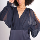 abito lungo con manica lunga LEESA E022630011 NAVY ramy brook 