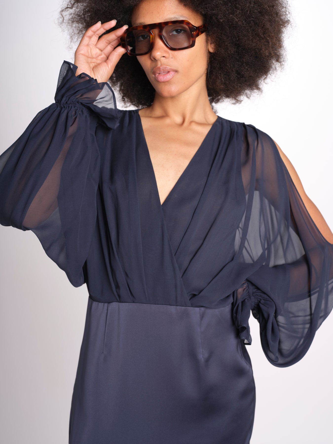 abito lungo con manica lunga LEESA E022630011 NAVY ramy brook 