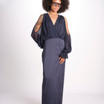abito lungo con manica lunga LEESA E022630011 NAVY ramy brook 