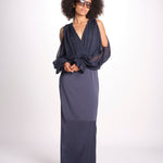 abito lungo con manica lunga LEESA E022630011 NAVY ramy brook 