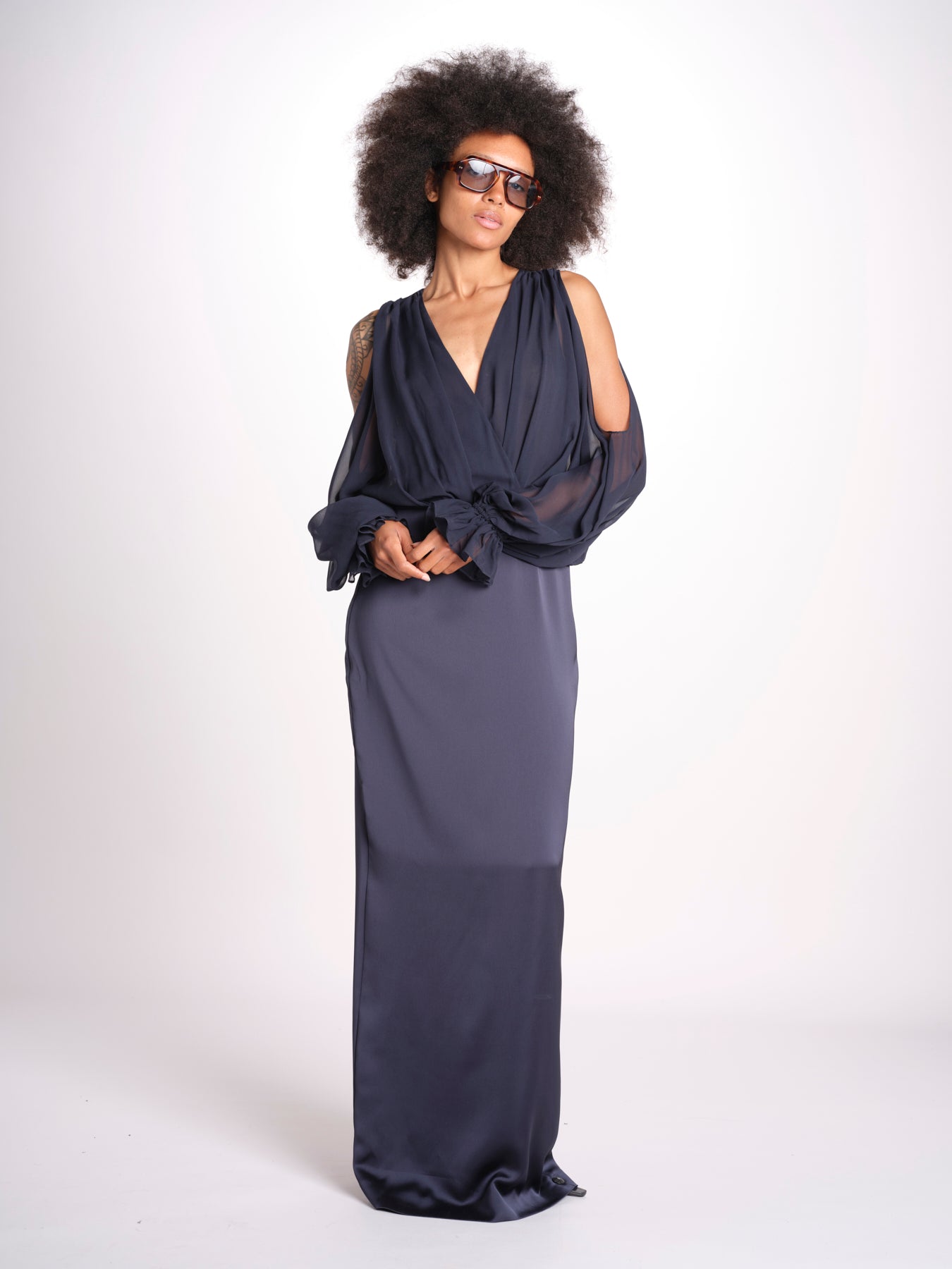 abito lungo con manica lunga LEESA E022630011 NAVY ramy brook 