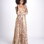abito lungo con manica lunga PRINTED MARTINI E02263022 GOLD ANIMAL ramy brook 