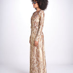 abito lungo con manica lunga PRINTED MARTINI E02263022 GOLD ANIMAL ramy brook 